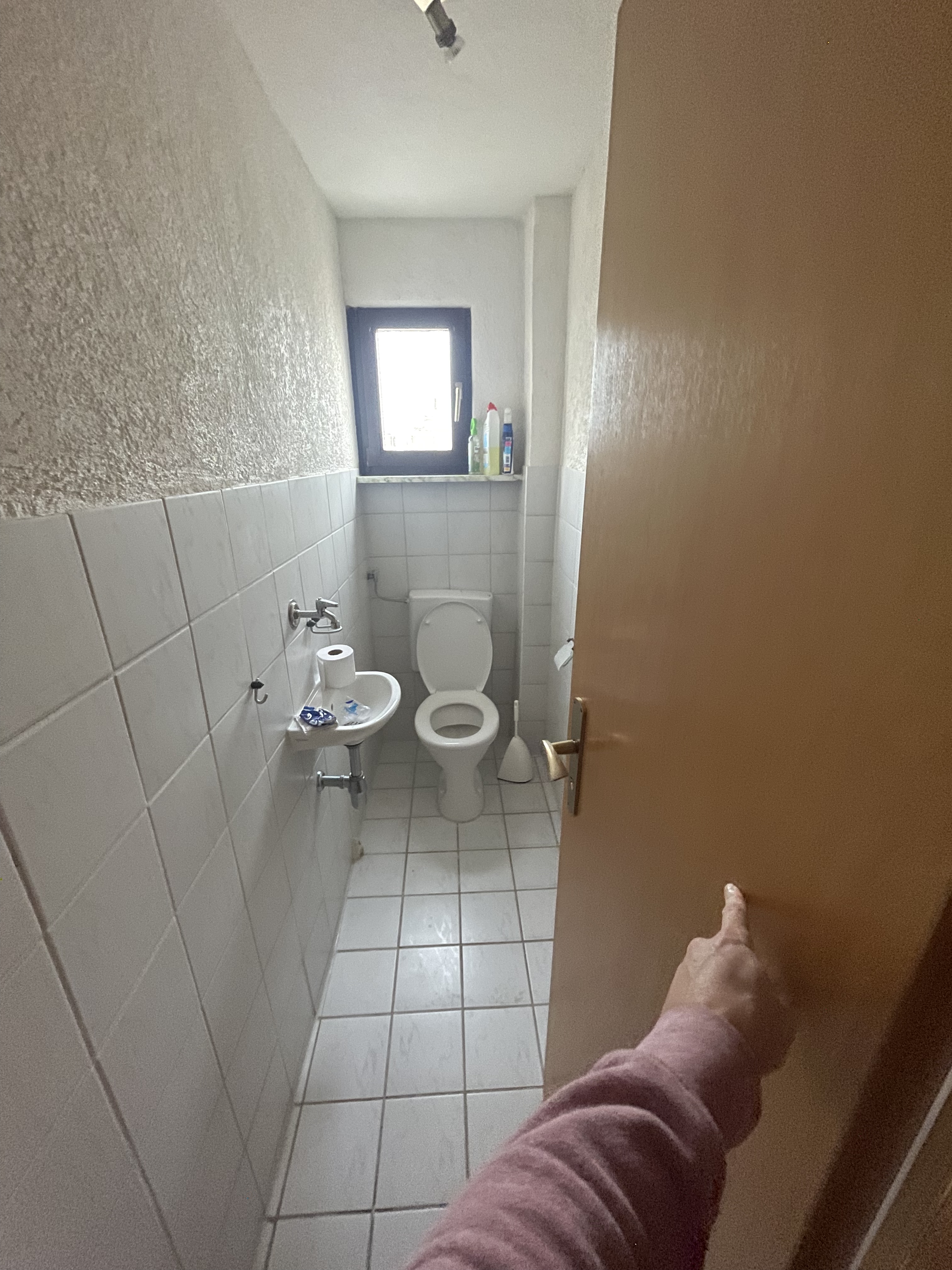 WC vor der Renovierung — alte Fliesen